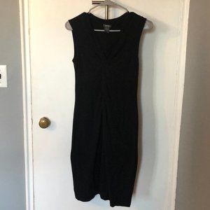 Black Front Twist Midi Dress